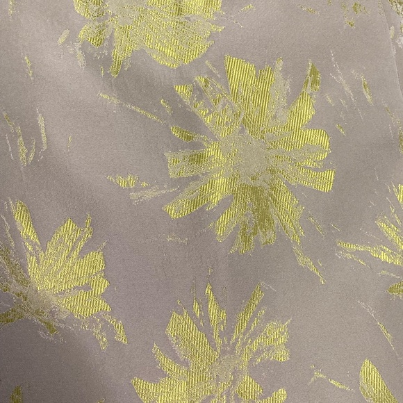 Lela Rose Beige & Chartreuse Floral Scoop Neck & Back Midi with Embellished Belt - Picture 6 of 12